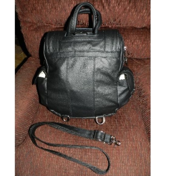 🆕Ameri Leather 3- Way Leather Backpack/Shoulder/Hand Bag Black NWT! - Picture 11 of 15